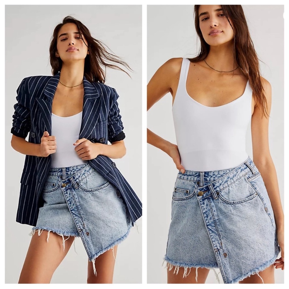 Ksubi Rap Asymmetric Denim Mini Skirt